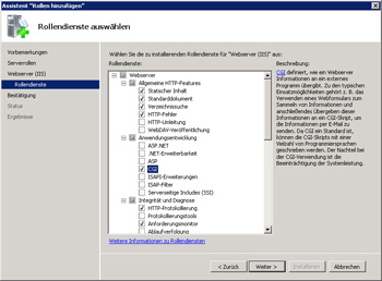 CGI-Rollendienst zu Webserver (IIS) hinzuf&uuml;gen