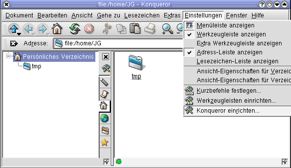 
Proxy einrichten beim Konqueror (Hauptmen&uuml;)
           